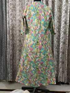 Beautiful Teal Maxi Dress with Floral Shrug