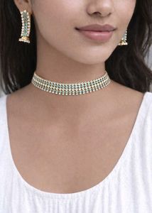 sky Blue and golden Necklace