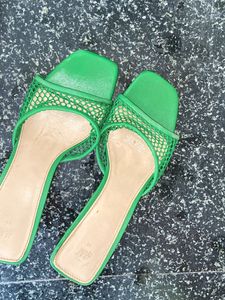 ZARA Green Mesh Sandals