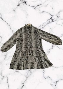 Snakeskin Print Tiered Dress