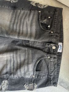 Y2K Charcoal Washed Ripped Cargo Baggy pants