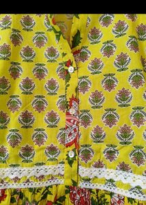Vibrant Yellow Floral Print Kurta