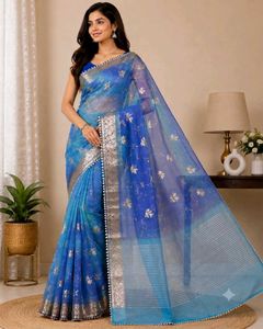 Stunning Blue Floral Saree