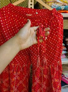Vibrant Red Ethnic Kurta Set with garara