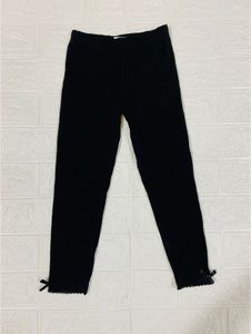 Black Leggings with Bow Detail