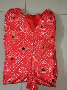 A-line Front Slit Bandhani Kurti