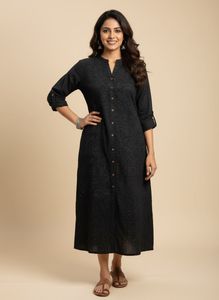 elegant black cotton kurta