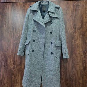 Classic Herringbone Double-Breasted Coat