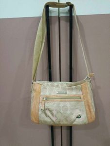 Stylish Beige Monogram Crossbody Bag