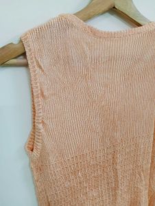 Peach Knit Sleeveless Top