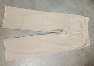 Khaki Wide Leg Jeans with Rips