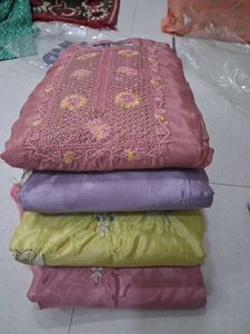 Embroidered Silk Kurta Sets - Multiple Colors