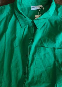 Gia Bright Green Button-Up Shirt