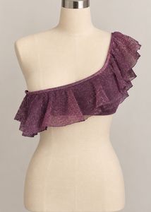 Sparkly One-Shoulder Ruffle Top