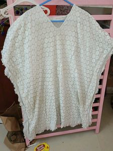 White Lace Kaftan Top
