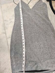 H&amp;M Sparkly Silver Mini Dress