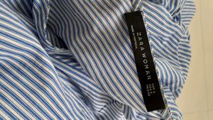 ZaRA Ruffle Sleeve Striped Blouse