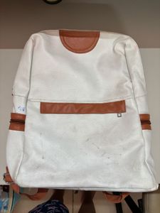 Stylish White & Brown Backpack