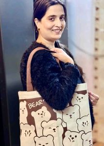 Cute Bear Print Tote Bag