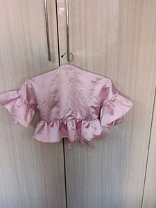 Pink Silk top with Ruffles