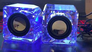 Crystal Cube Speakers with LED Lights