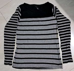 Grey And Black Combination Long Sleev T Shirt
