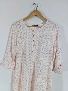 White Printed Casual Kurta (Women)