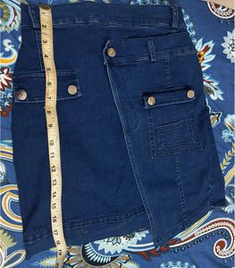 Denim Wrap Skirt with silver Buttons