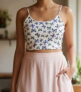Butterfly Print Crop Cami Top