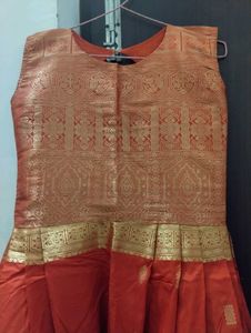 Elegant Orange Banarasi Gown