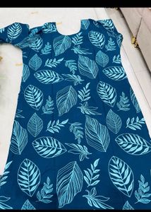Teal Leaf Print Kurta Set