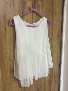 Pleated White Tank Top