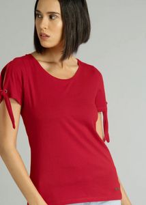 Red Tie-Sleeve T-Shirt