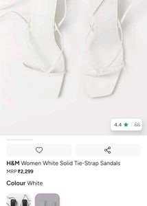 H&amp;M white solid tie strap sandals
