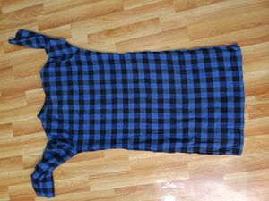 Blue Checkered Shirt Dress