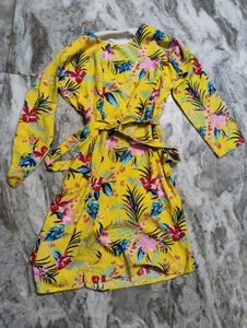 Yellow Floral Print Dress