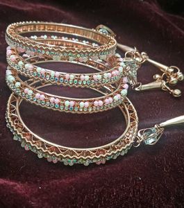 pastel pink and green stone bangles (4pcs)