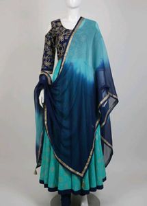 Elegant Blue Anarkali Kurta Set