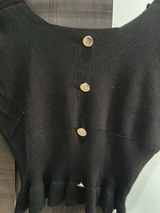 Chic Black Button-Up Knit Top