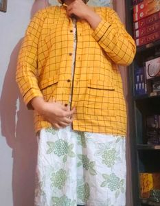 Yellow Checkered nightsuit set
