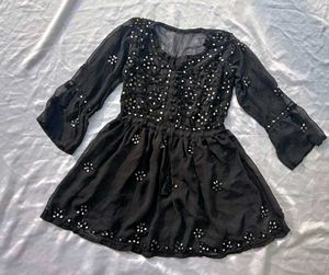 Black Kurta with Mirror Work