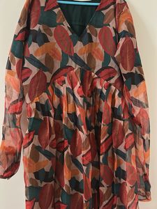Leaf Print Maxi Dress