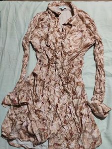 Abstract Print Collared Button-Up Dress