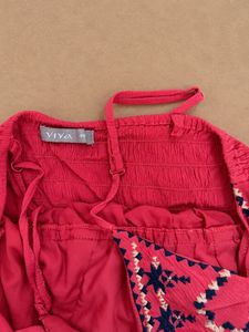Coral Pink Embroidered Boho Maxi Dress
