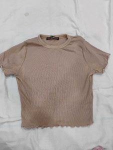 Ribbed Lettuce Hem Crop Top