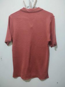 Orange collar Polo Top with zigzag black trim