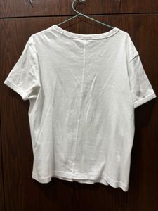 ZARA White Crew Neck T-Shirt