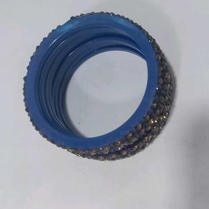 Sparkling Blue &amp; Gold Bangles Set