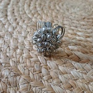 Oxidized Silver Colour Statement Ring