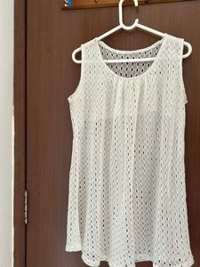 Very Pretty Summery White One Pice Cum Top 2 In 1